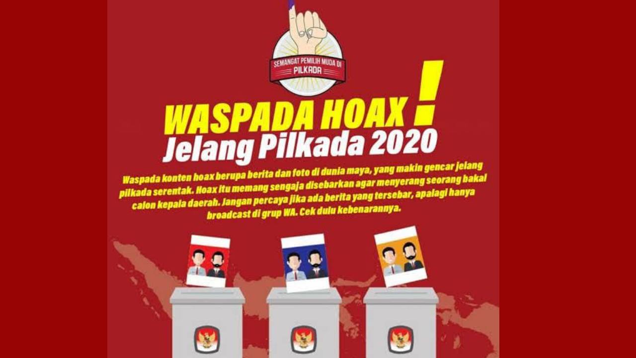 Ilustrasi imbauan waspada hoaks jelang Pilkada. Foto: Repro Tuindra.com