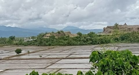 Pertambangan yang terjadi di Gunung Paleteang di Lingkungan Ta’e, Kelurahan Temmassarangnge, Kabupaten Pinrang, Sulawesi Selatan. Foto: Repro Suara.com