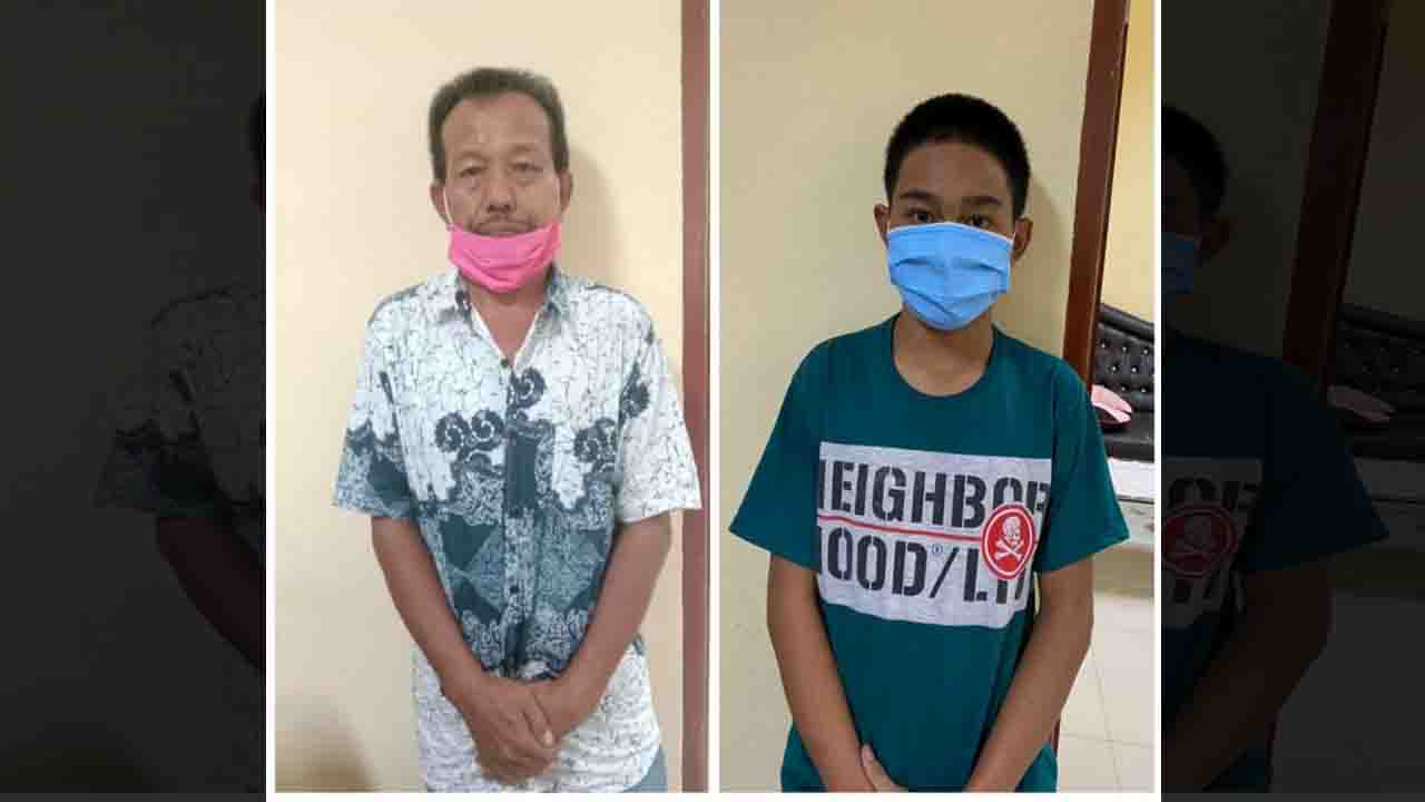 Ayah dan Abang kandung korban yang merupakan pelaku cabul. Foto: Ist.