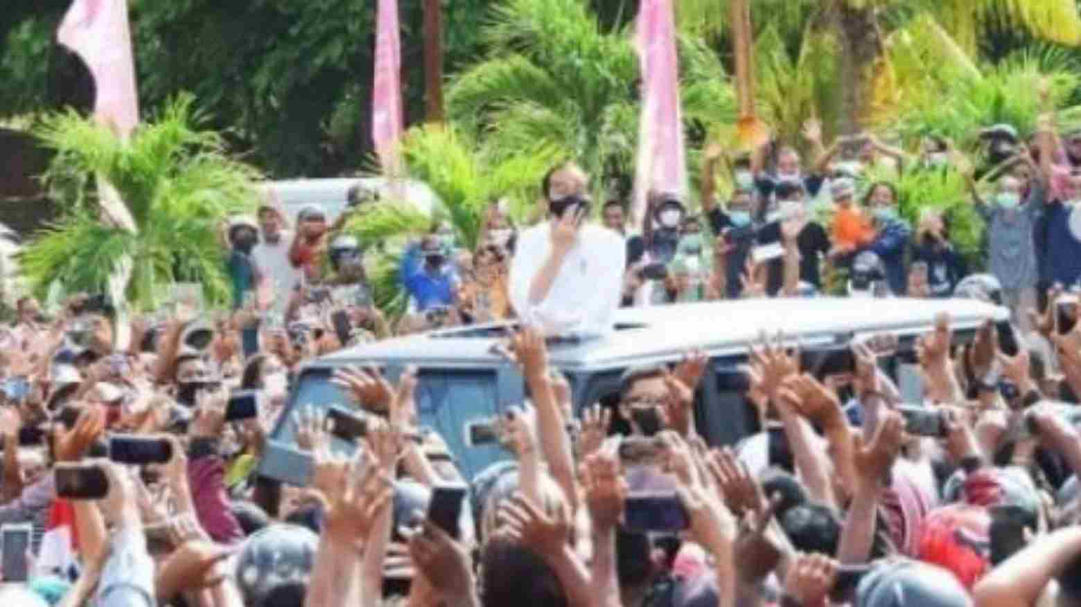 Jokowi disambut kerumunan massa di NTT. Foto: Repro Instagram @buddycsbarts
