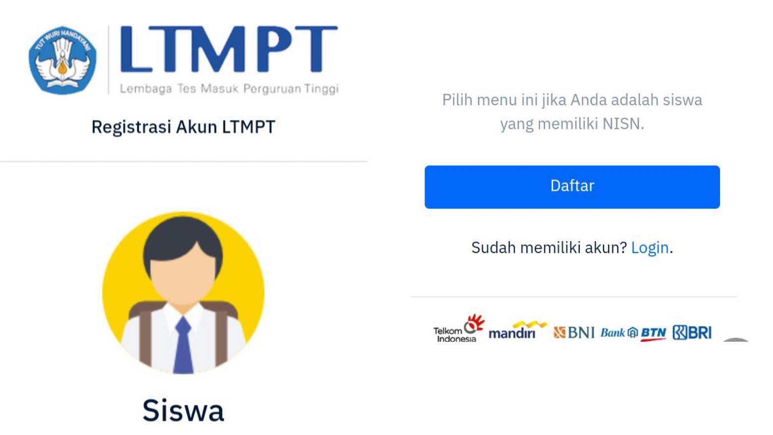 Tampilan portal LTMPT. Foto: Ist.