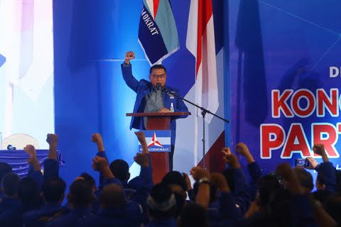 Moeldoko saat orasi di depan kader dan partisipan Demokrat. Foto: Repro Kumparan