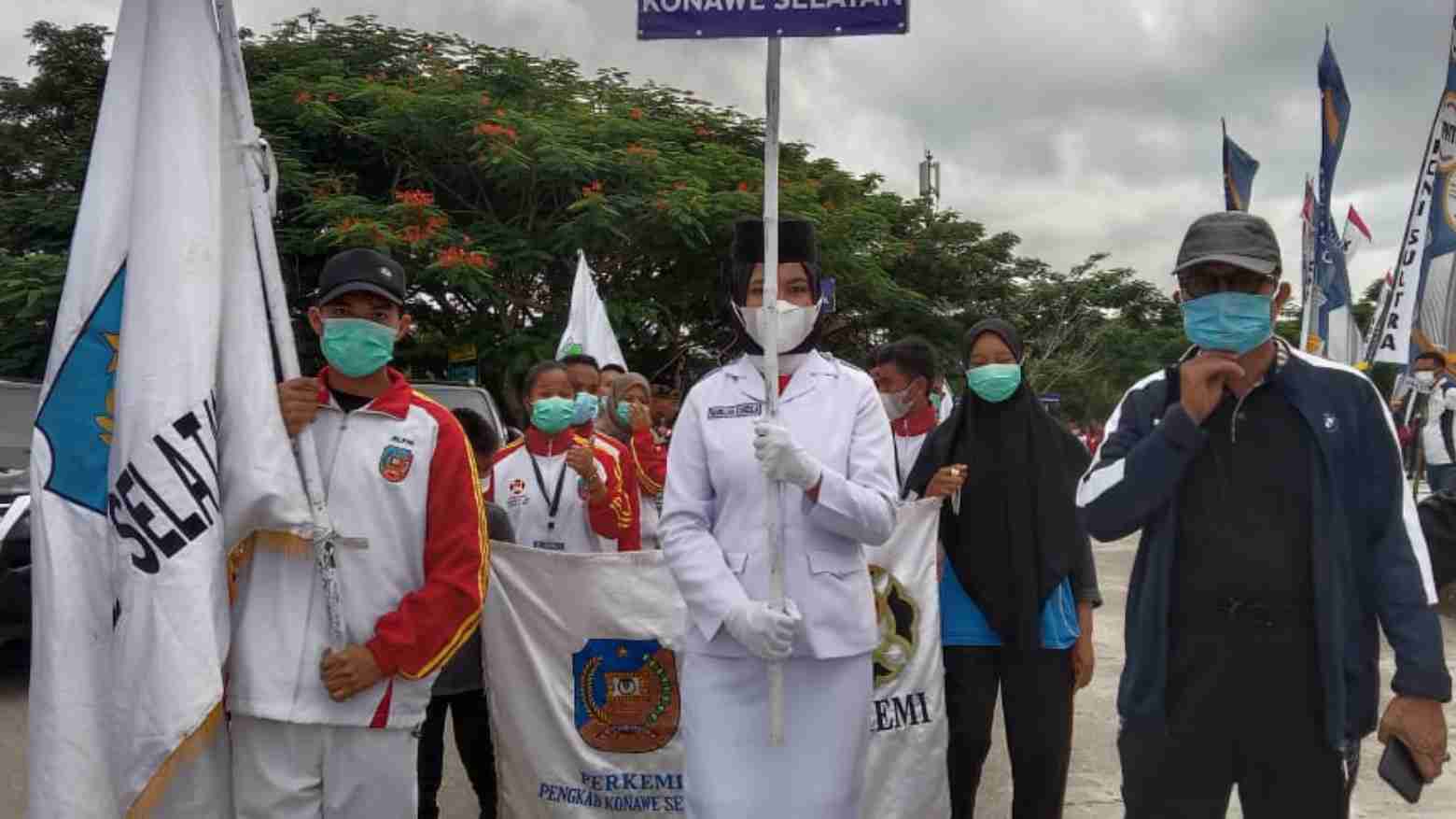 Atlet Konsel saat mengikuti pembukaan Popda ke-2 tingkat Provinsi Sulawesi Tenggara. Foto: Ist.