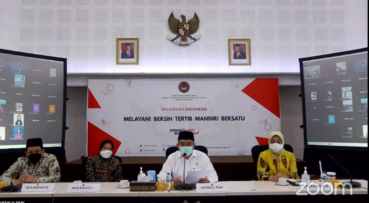 Menko PMK saat siaran pers virtual. Foto: Screenshot