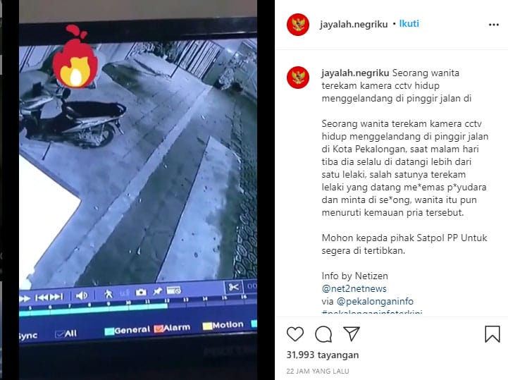 Rekaman CCTV seorang wanita yang diraba tubuhnya di daerah Pekalongan. Foto: Radarcirebon.com