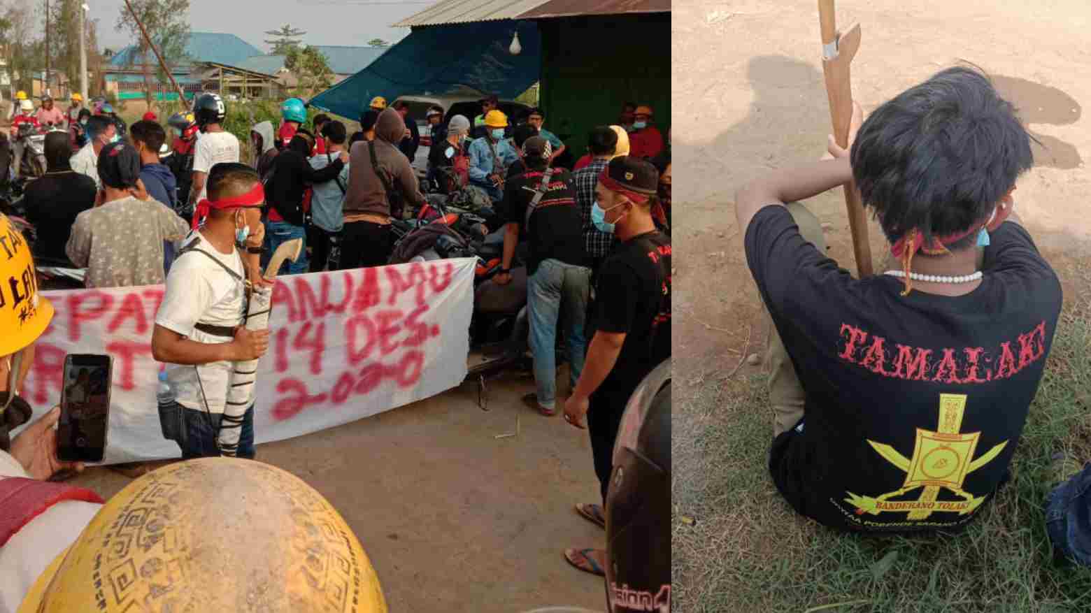 Massa Tamalaki Banderano Tolaki Sultra yang berdemonstrasi di PT VDNI dan PT OSS. Foto: Ist.