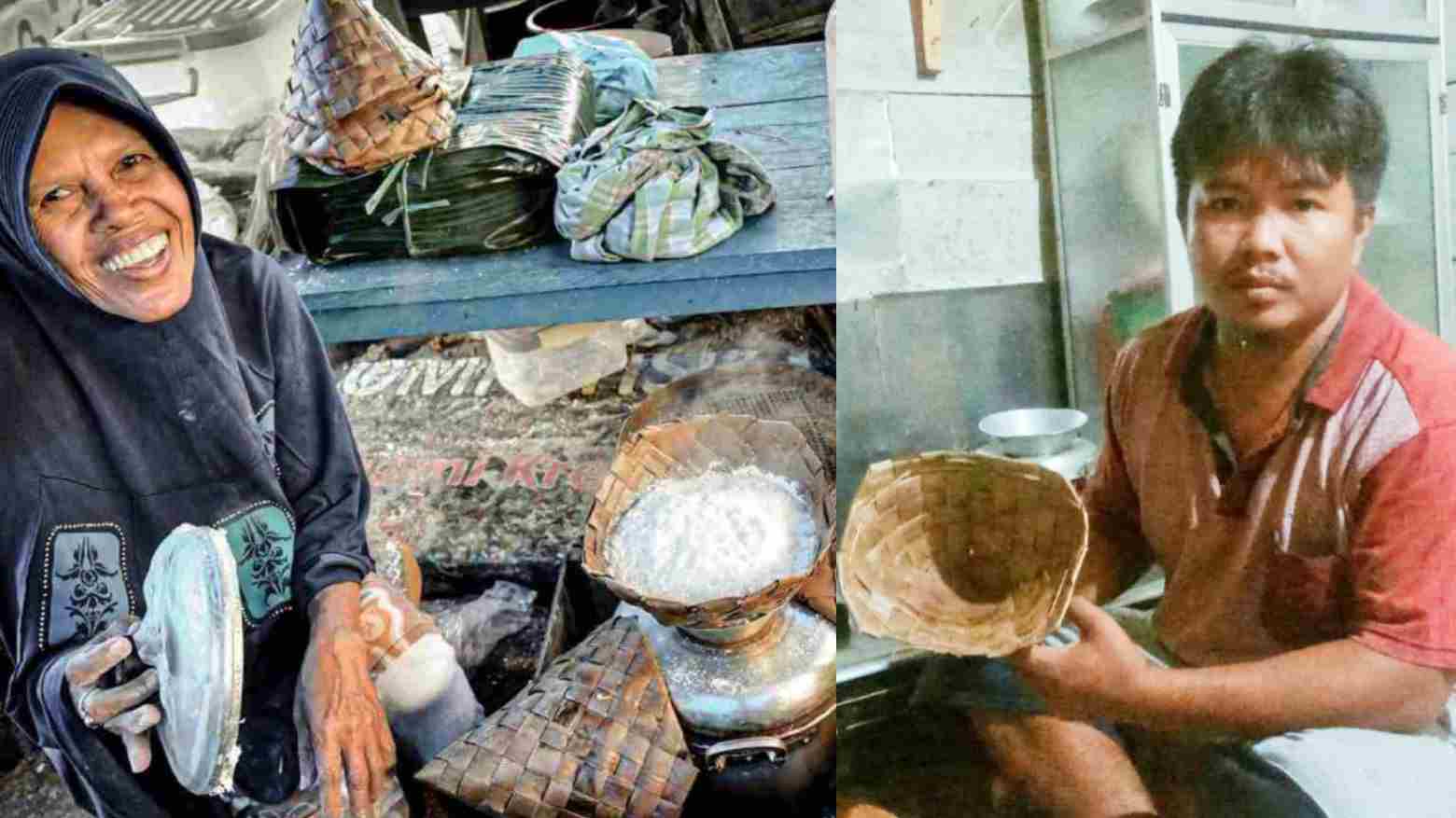 Deka saat membuat kasuami (kanan) dan pedagang kasuami (kiri). Foto: Ist.