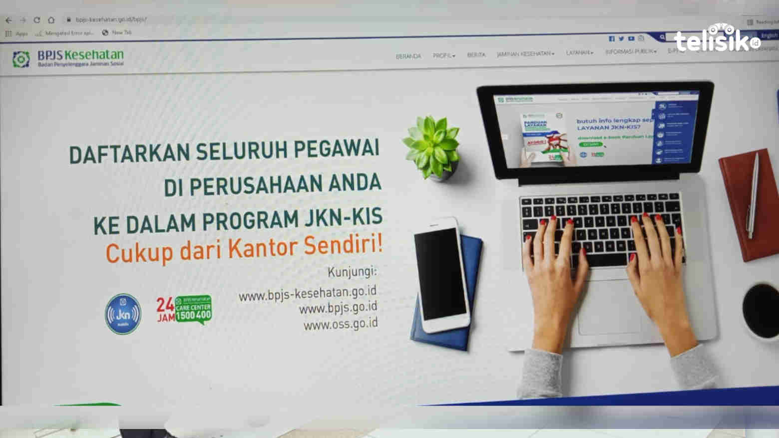 Website resmi BPJS Kesehatan. Foto: Marwan Azis/Telisik