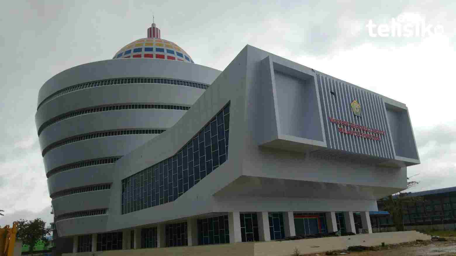 Gedung perpustakaan modern Sultra tahap finishing. Foto: Fitrah Nugraha/Telisik