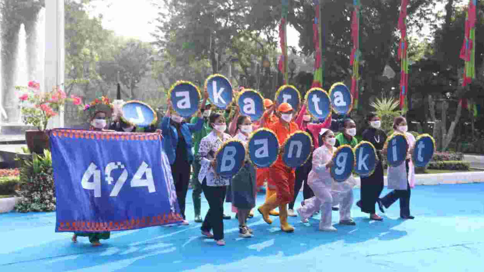 Aksi Jakarta Bangkit di Balai Kota Jakarta memperingati HUT 494 Kota Jakarta. Foto: Ist.