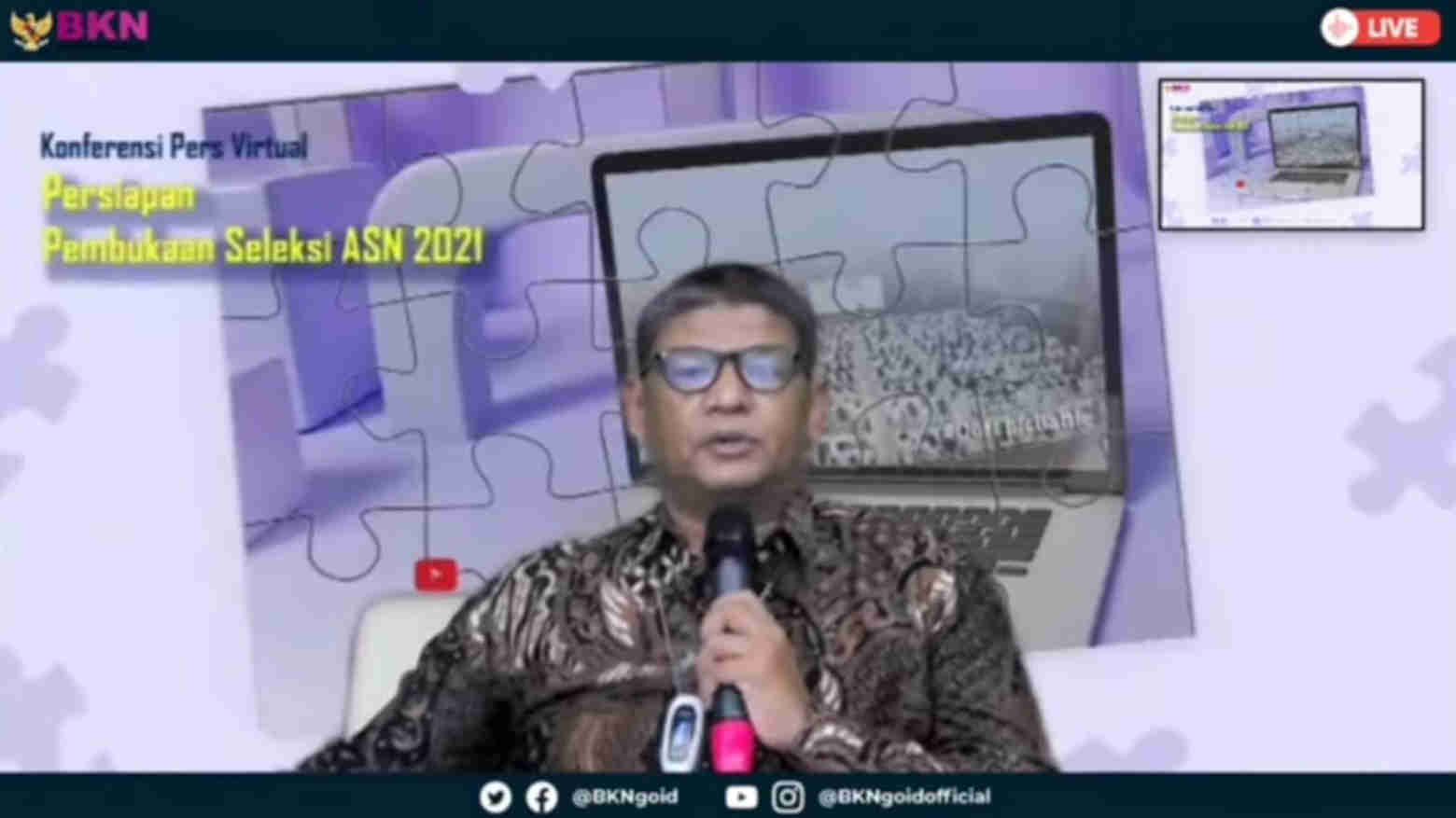 Tangkap layar konferensi pers Virtual BKN. Foto: Ist.