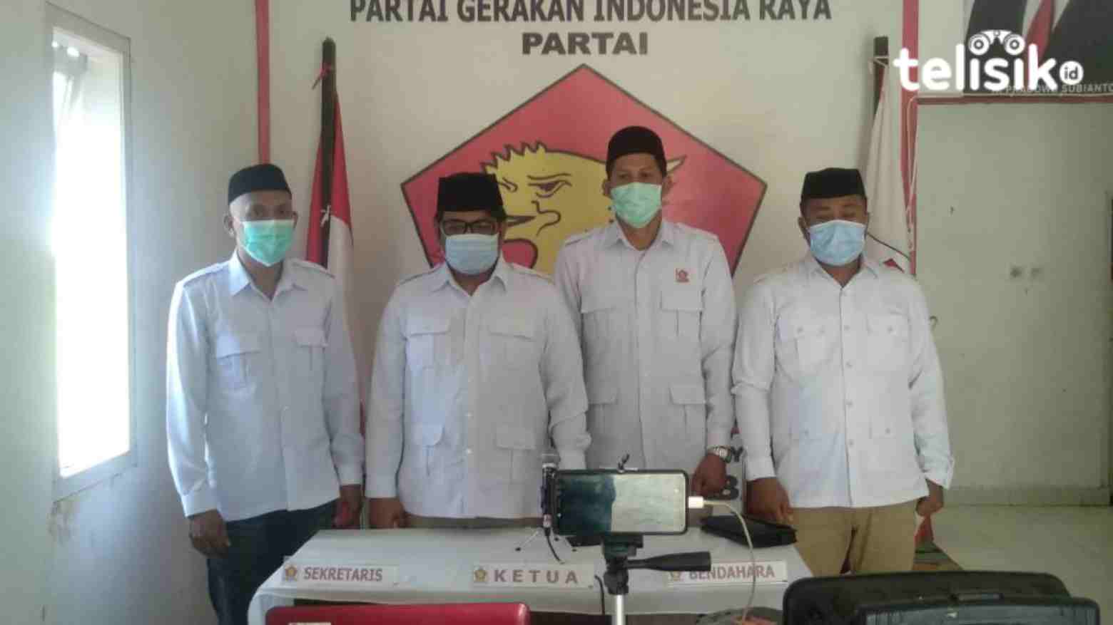 Pengurus DPC Gerindra Bombana saat gelar vicon dengan pengurus DPP beberapa waktu lalu. Foto: Hir Abrianto/Telisik