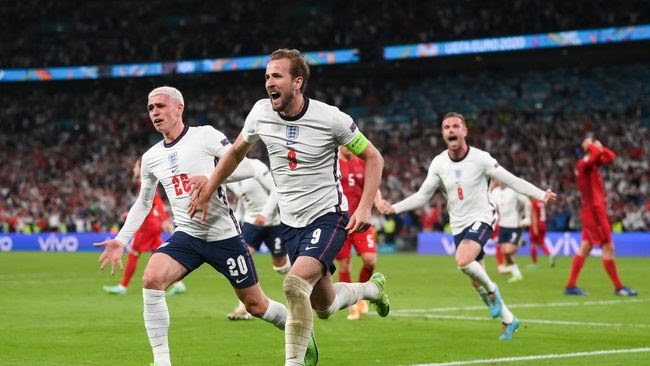 Inggris menang dari Denmark. Foto: Repro Getty image