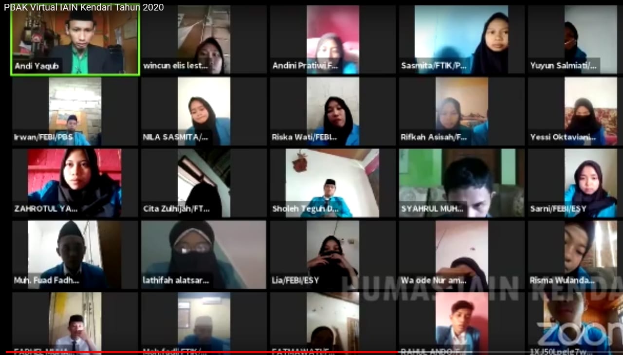 Zoom pembekalan mahasiswa baru IAIN Kendari. Foto: Ist.
