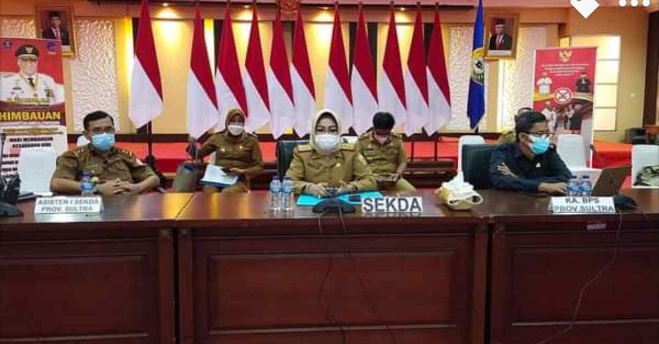 Rapat Koordinasi Nasional bersama 34 provinsi dan 154 kab/kota se-Indonesia secara virtual. Foto: Ist/Dinas Kominfo Sultra