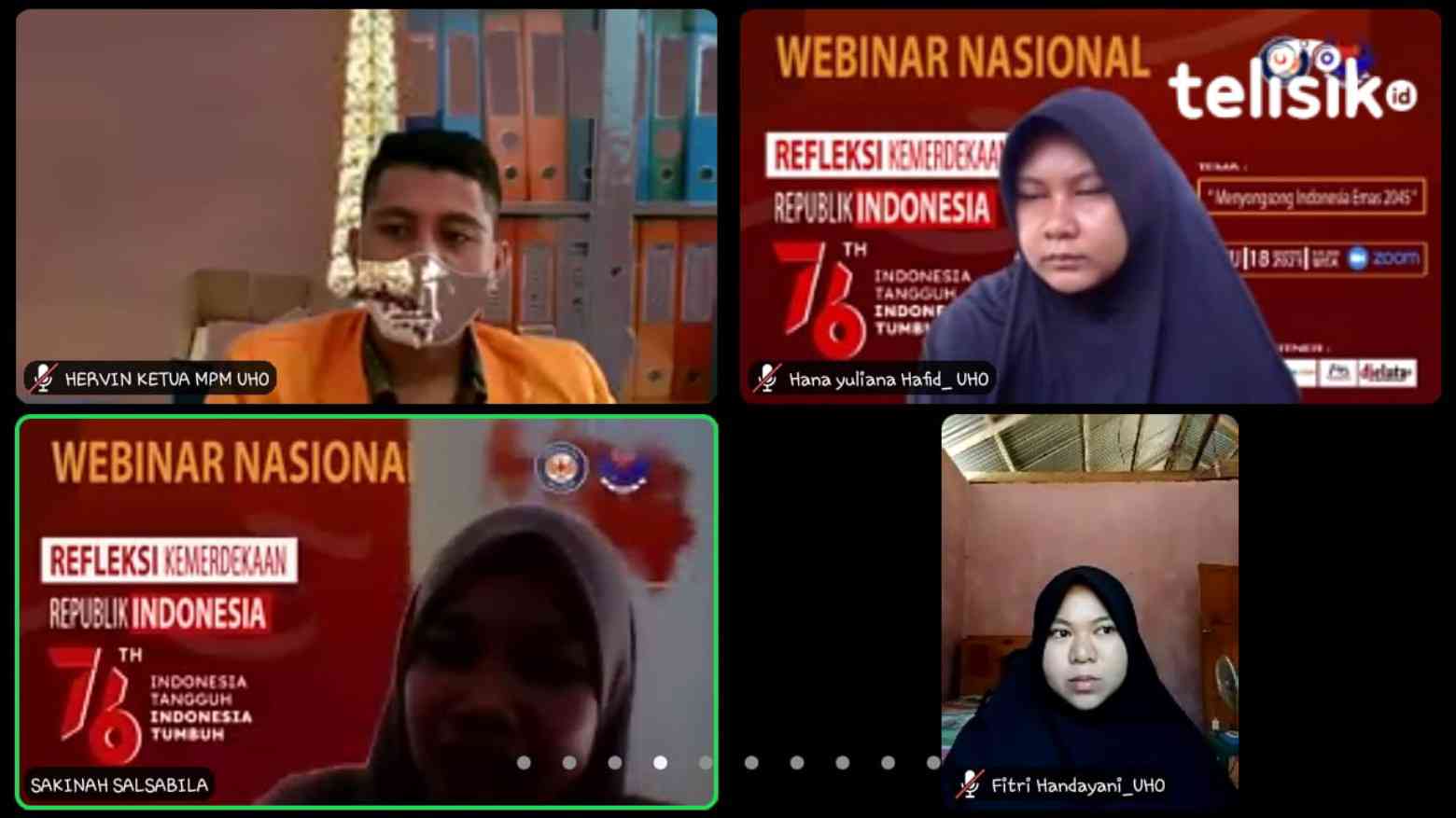 Suasana Webinar MPM UHO melalui via zoom dengan tema: Menyongsong Indonesia Emas 2045. Foto: Andi Irna Fitriani/Telisik