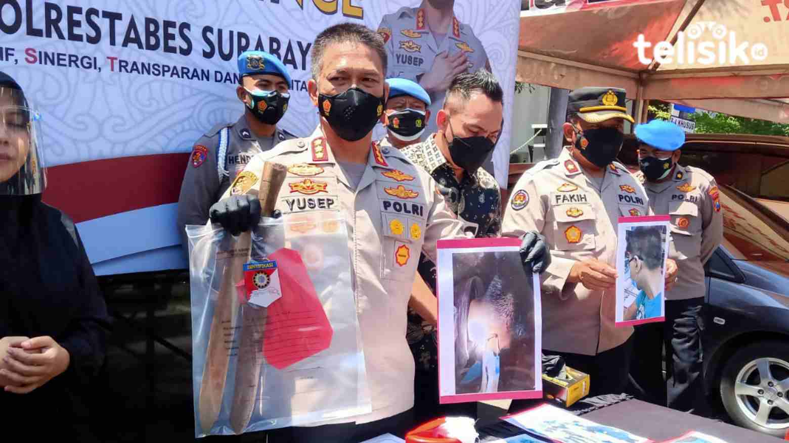 Kapolrestabes Surabaya Kombes Pol Achmad Yusep Gunawan memberikan keterangan di Polrestabes Surabaya. Foto: Try Wahyudi Ari Setyawan/Telisik