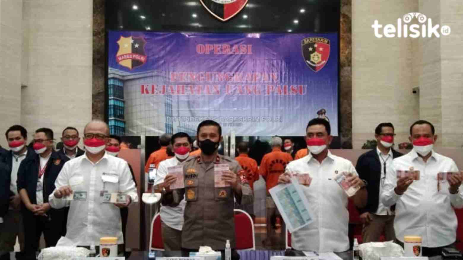Konferensi pers tindak pidana uang palsu. Foto: Risman/Telisik