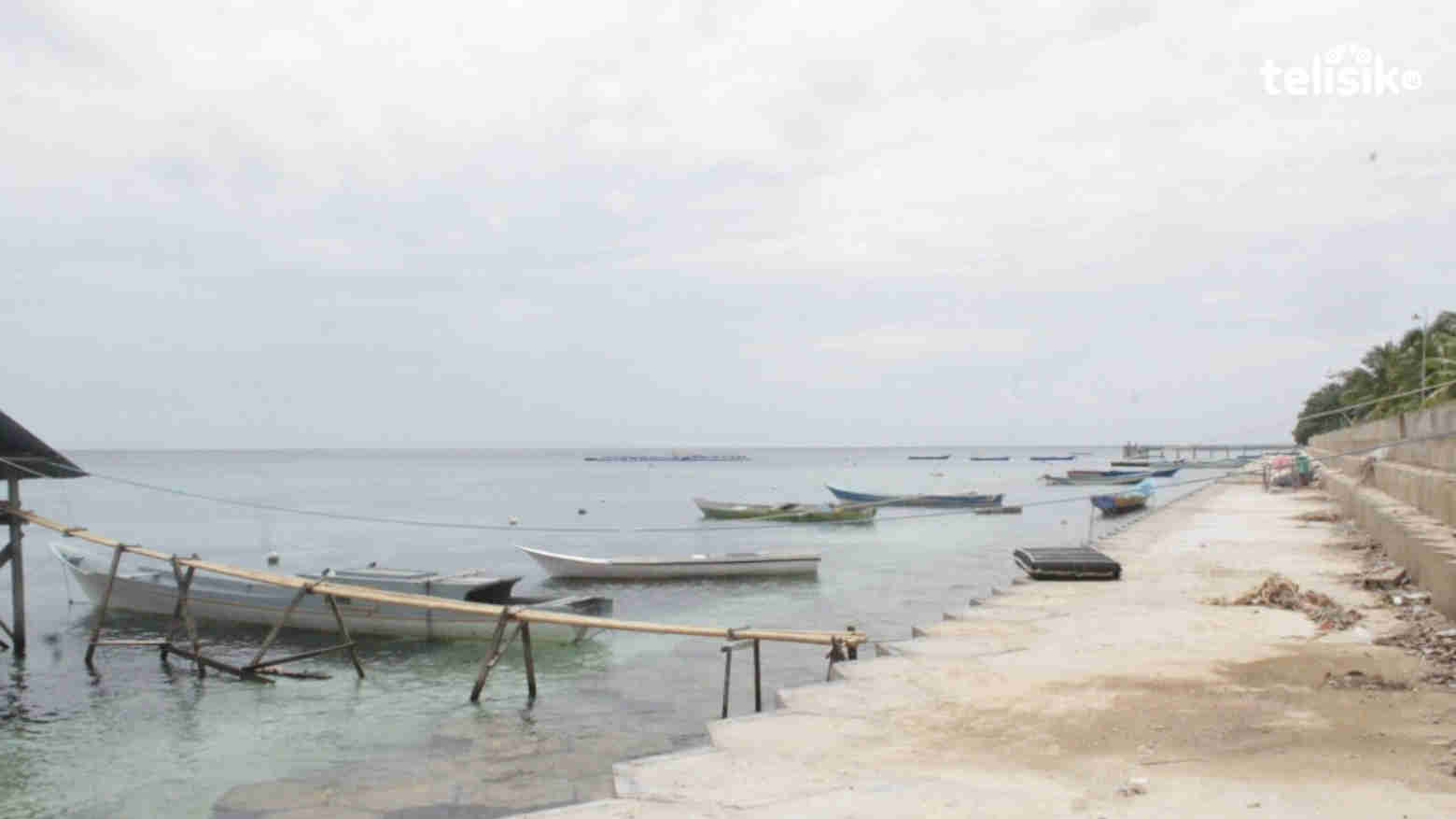 Tampak proyek pembangunan talud  tahap 1 di Desa Wapia-pia. Foto: Boy/Telisik