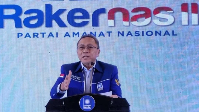 Ketua Umum PAN, Zulkifli Hasan saat Rakernas PAN. Foto: Repro Viva.co.id