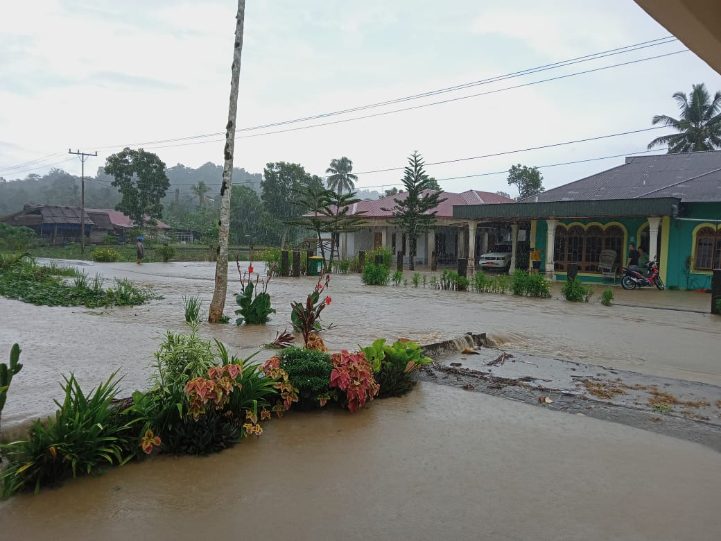 Banjir yang merendam rumah di wilayah Dusun 3, Desa Tetehosi, Kecamatan Idano Gawo, Kabupaten Nias, Provinsi Sumatera Barat. Foto: BPBD Nias