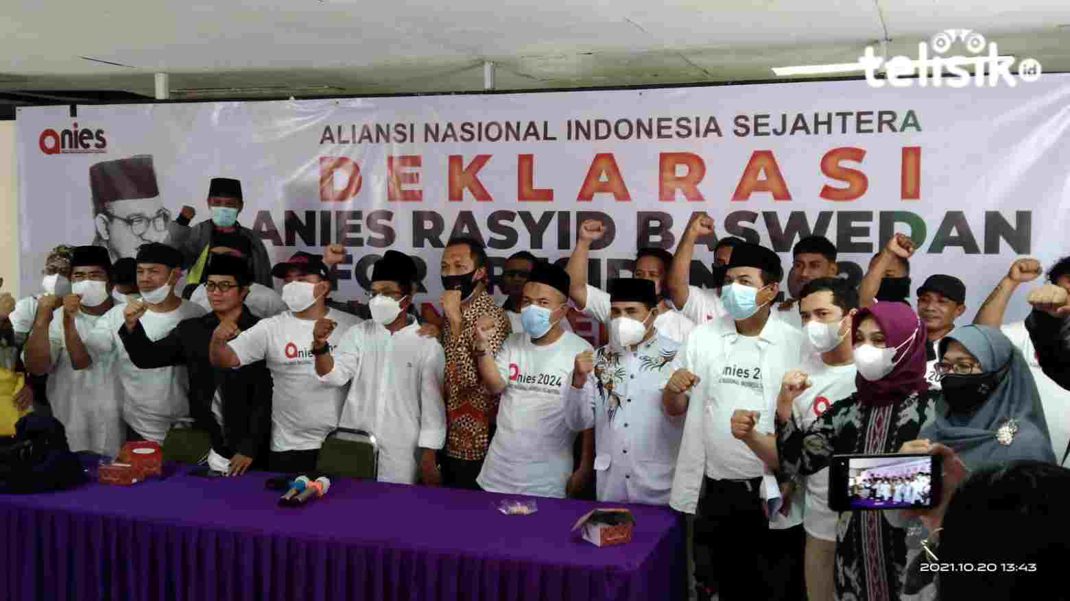 Konferensi pers Relawan ANIES deklarasikan Gubernur DKI Jakarta Maju Pilpres 2024. Foto: Risman/Telisik