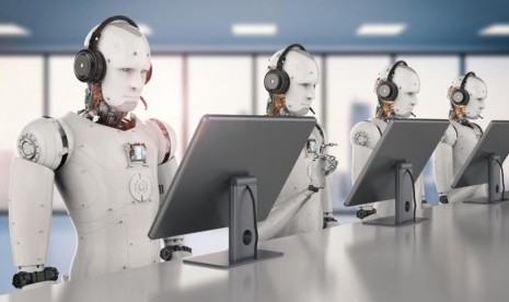 Ilustrasi robot yang menggatikan aktivitas manusia. Foto: Repro Republika.co.id