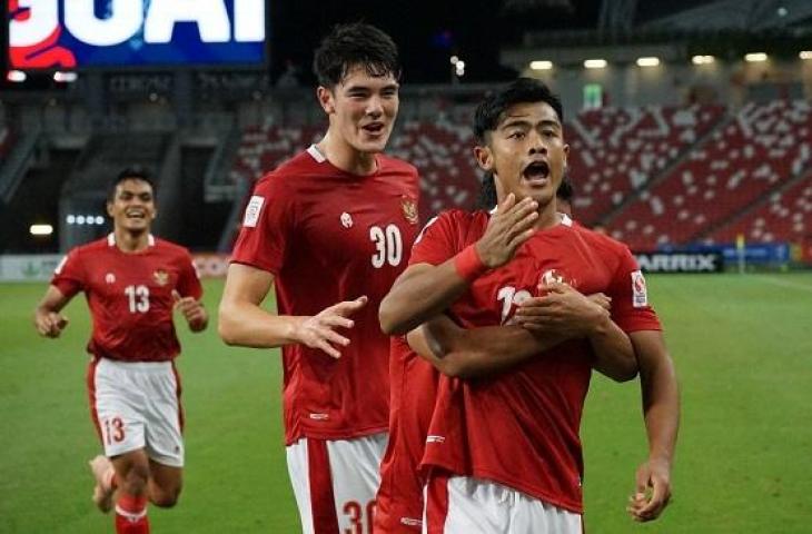 Pemain Timnas Indonesia saat merayakan gol melawan Singapura. Foto: dok. PSSI