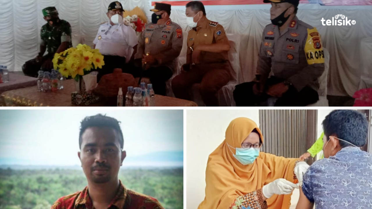 Kapolda Sultra, Irjen Pol Terus Pristiwanto dan Lurah Laiworu, Muhammad Rezki Irianto memantau vaksinasi. Foto: Sunaryo/Telisik