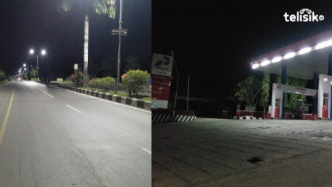 Suasana SPBU dan poros By Pass yang sepi pasca bentrokan. Foto: Thamrin Dalby/Telisik