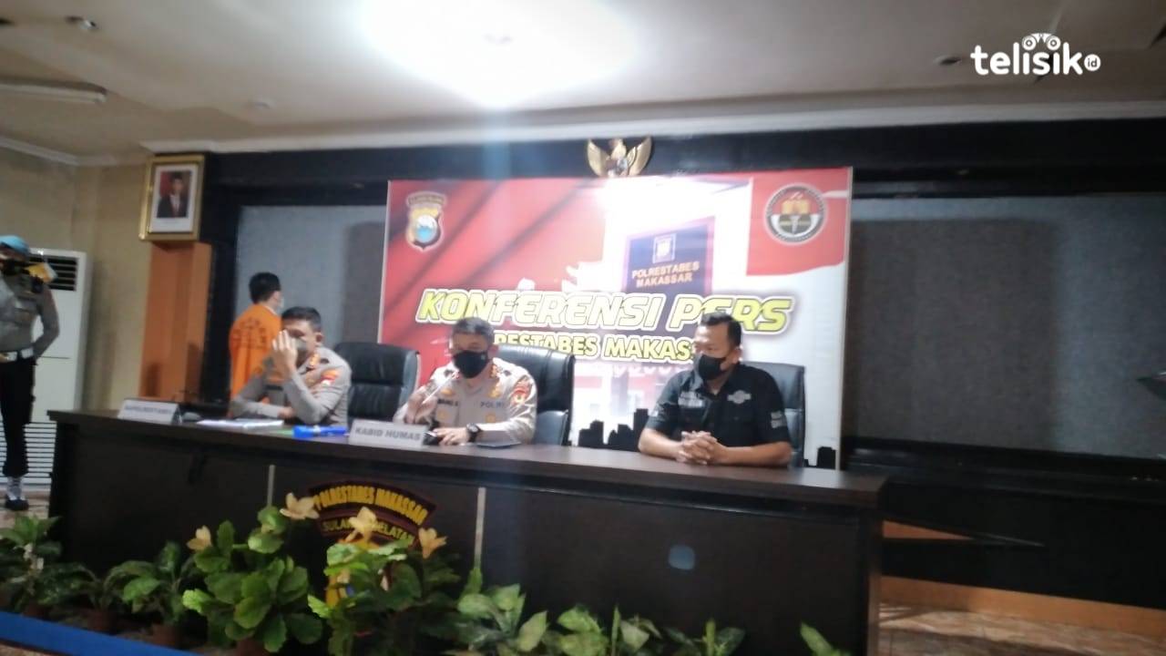 Kabid Humas Polda Sulsel, Kombes Pol Komang bersama kapolrestabes dan Kasat Reskrim merilis kasus pelanggaran kasus CCC. Foto: Rezki Mas'ud/Telisik