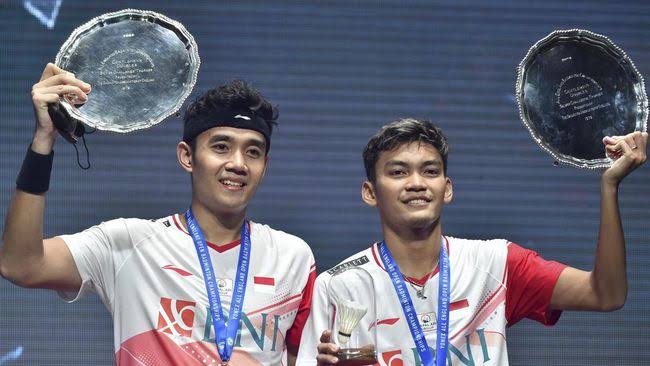Muhammad Shohibul Fikri/Bagas Maulana juara All England 2022 sektor ganda putra. Foto: Repro AP