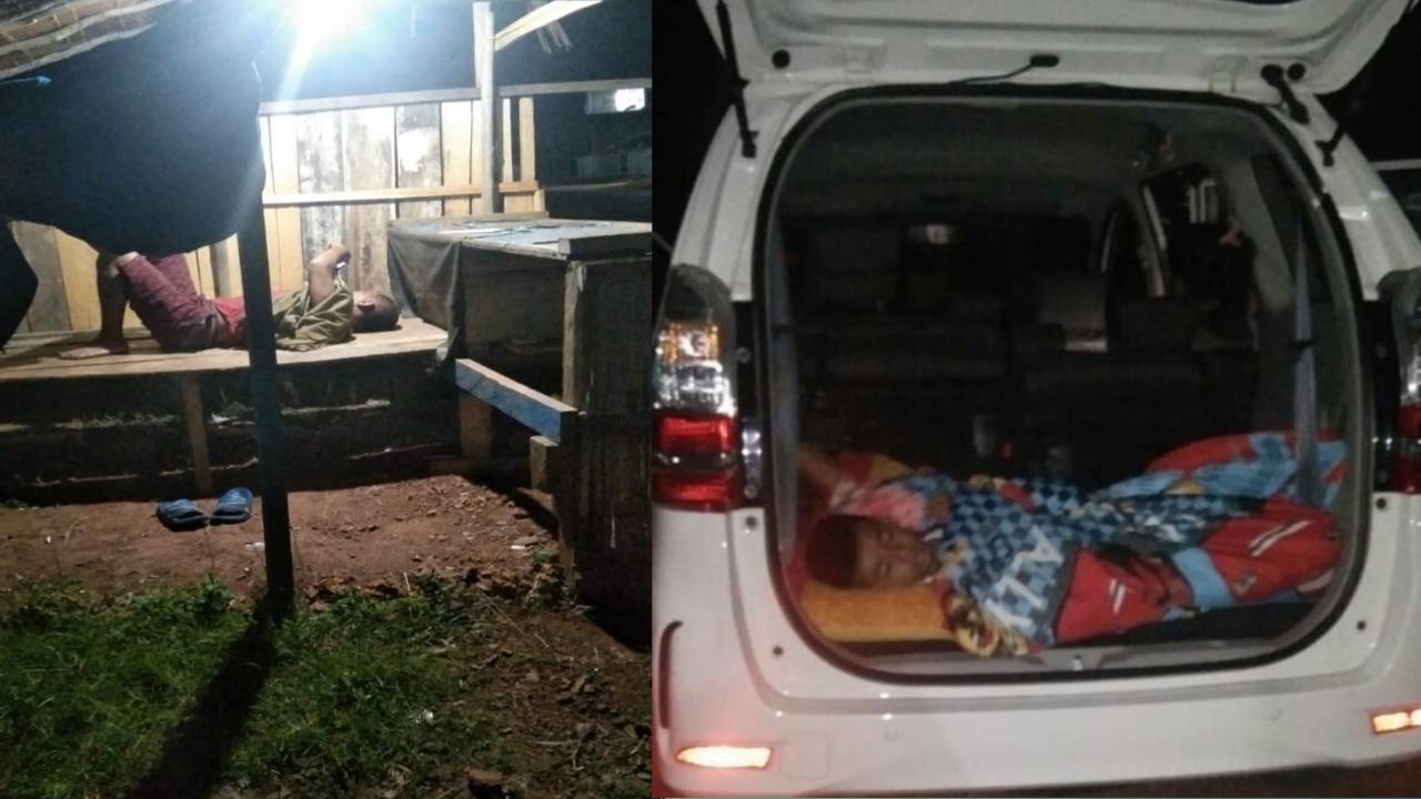 Warga Lalunggasumeeto yang tidur di luar rumah karena takut akan adanya gempa susulan. Foto: Thamrin Dalby/Telisik