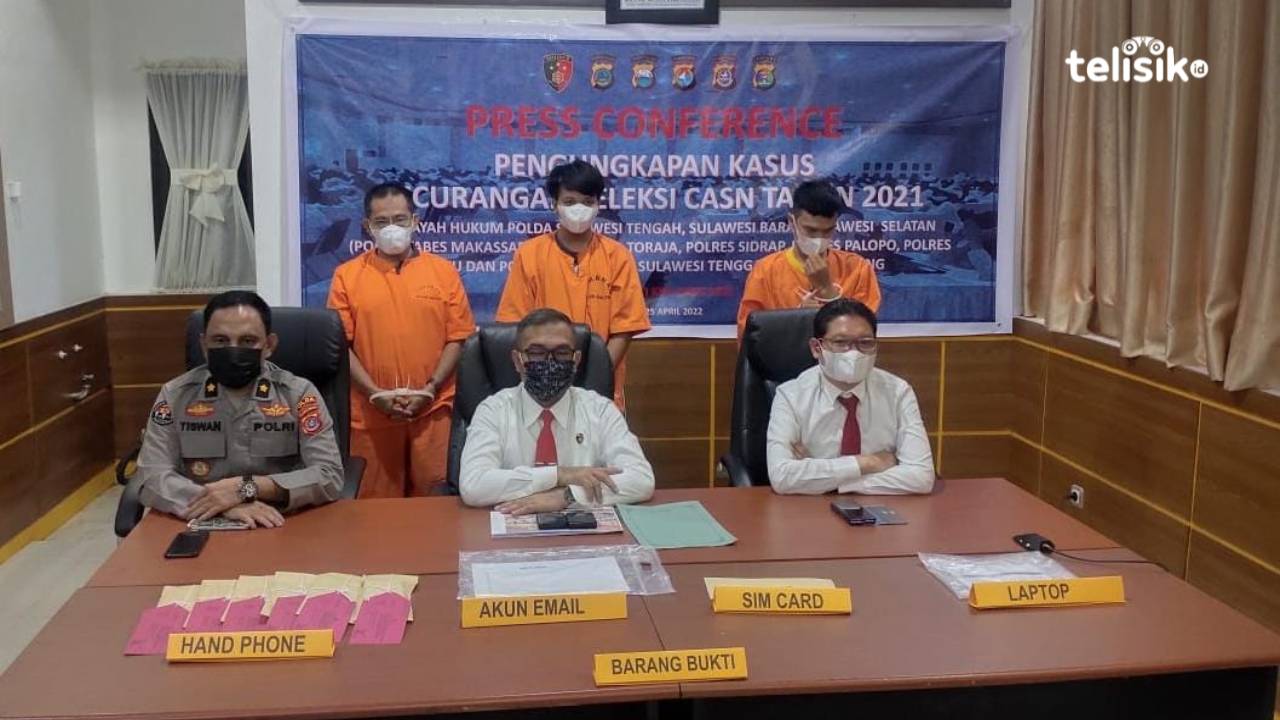 Konfrensi pers Polda Sultra dalam pengungkapan kasus dugaan kecurangan seleksi CASN Tahun 2021, Foto: Andi May/Telisik