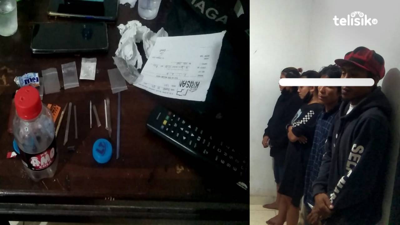 Empat remaja terjaring razia Operasi Pekat yang dilakukan oleh Polda Sultra dan barang bukti. Foto: Thamrin Dalby/Telisik