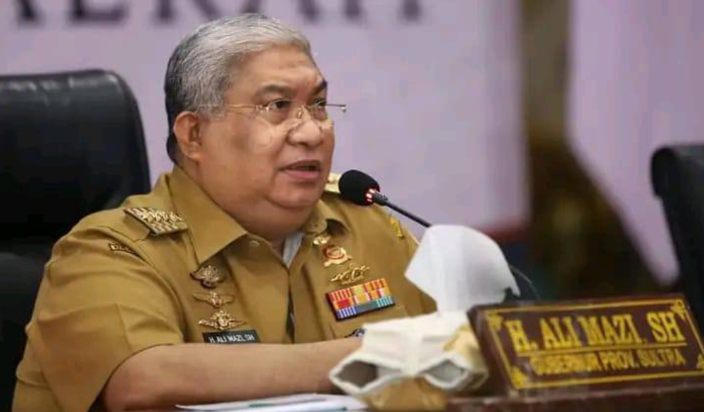 Ali Mazi saat menghadiri rapat pemantapan pelaksanaan Gugus Tugas Reforma Agraria (GTRA) Summit 2022 Wakatobi secara virtual. Foto: Ist.