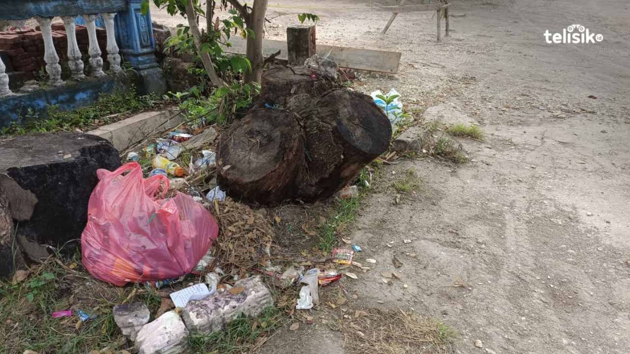 Tumpukan sampah yang bukan pada tempatnya yang berada di jalan poros utama Kota Unaaha, Konawe. Foto: Aris Syam/Telisik