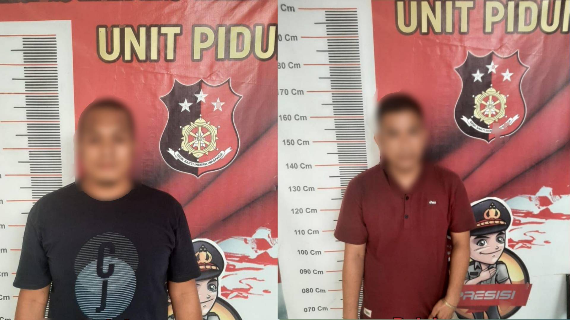 Kedua pelaku ketika diamankan petugas kepolisian usai menjalankan aksi dugaan pemerasan ke warga. Foto: Humas Polrestabes Medan