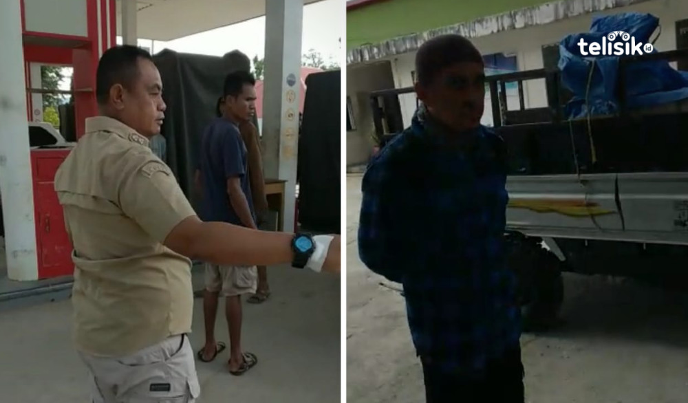 Kajari Muna, Agustinus Baka Tangdililing menemukan dua unit mobil yang mengisi BBM menggunakan jeriken. Foto : Sunaryo/Telisik