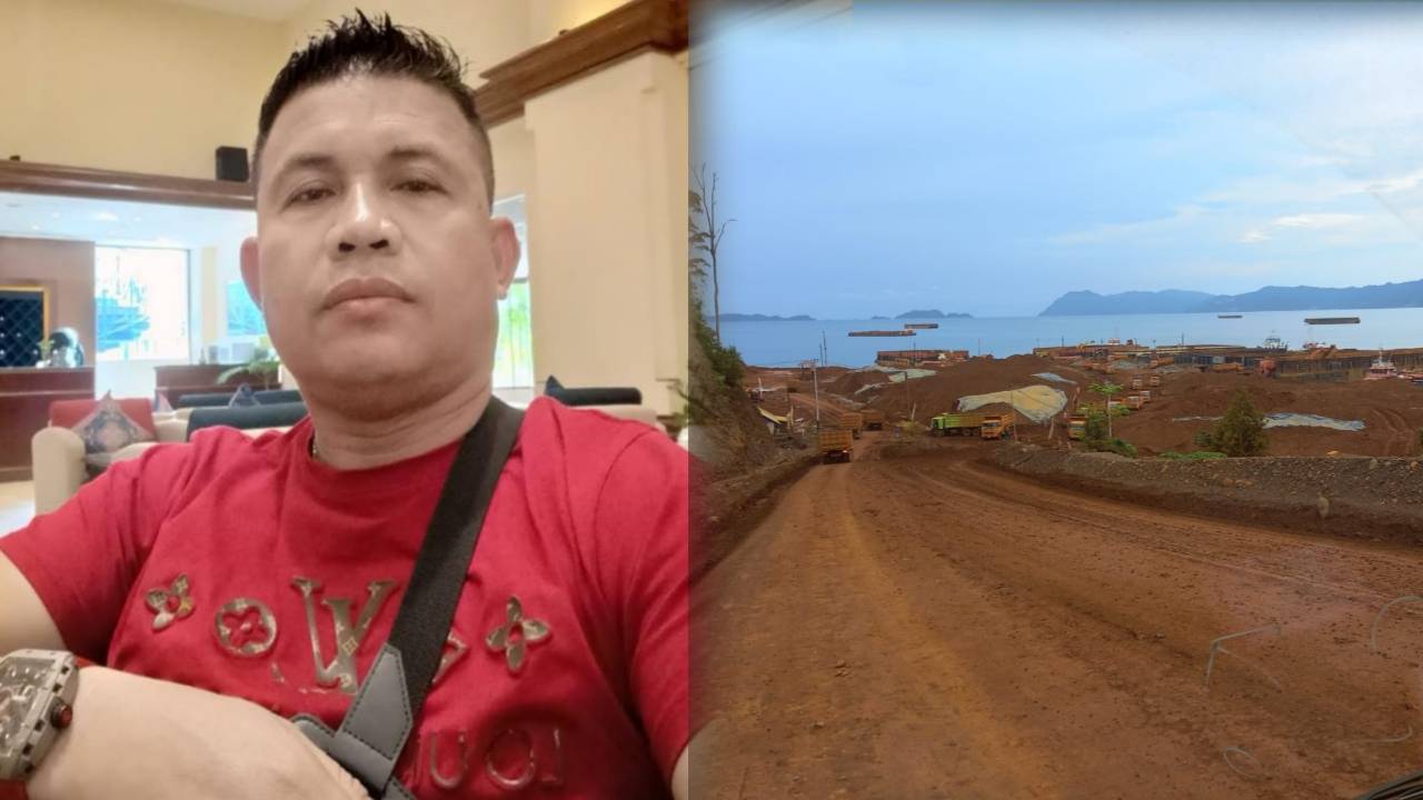 Gubernur LIRA Sulawesi Tenggara, Karmin saat memberikan tanggapan mengenai kelengkapan izin pertambangan PT Tiran Indonesia. Foto: Ist