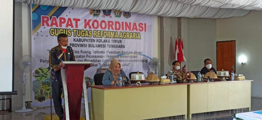 Rapat Koordinasi Reforma Agraria Pemkab Koltim dalam menciptakan perlindungan gak tanah warga. Foto: Ist