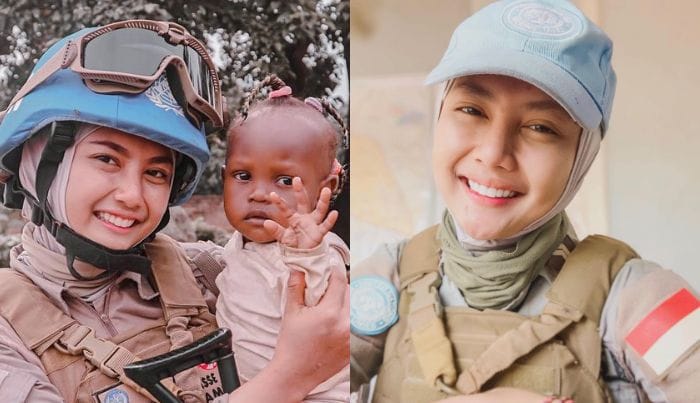 Briptu Hikma Nur Syafa, ia merupakan Polwan yang berasal dari Daerah Istimewa Yogyakarta, pernah ditugaskan di Bangui, Afrika. Foto: Instagram