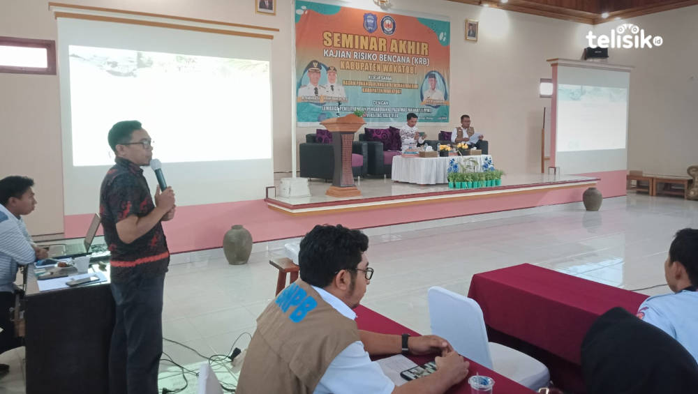 Seminar akhir kajian resiko bencana Kabupaten Wakatobi, bekerja sama BPBD Wakatobi dengan LPPM UHO Foto: Boy T/Telisik
