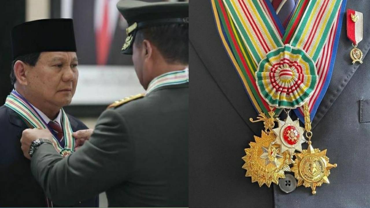 Menteri Pertahanan (Menhan) Prabowo Subianto saat menerima empat bintang kehormatan dari TNI. Foto: Repro Instagram @prabowo