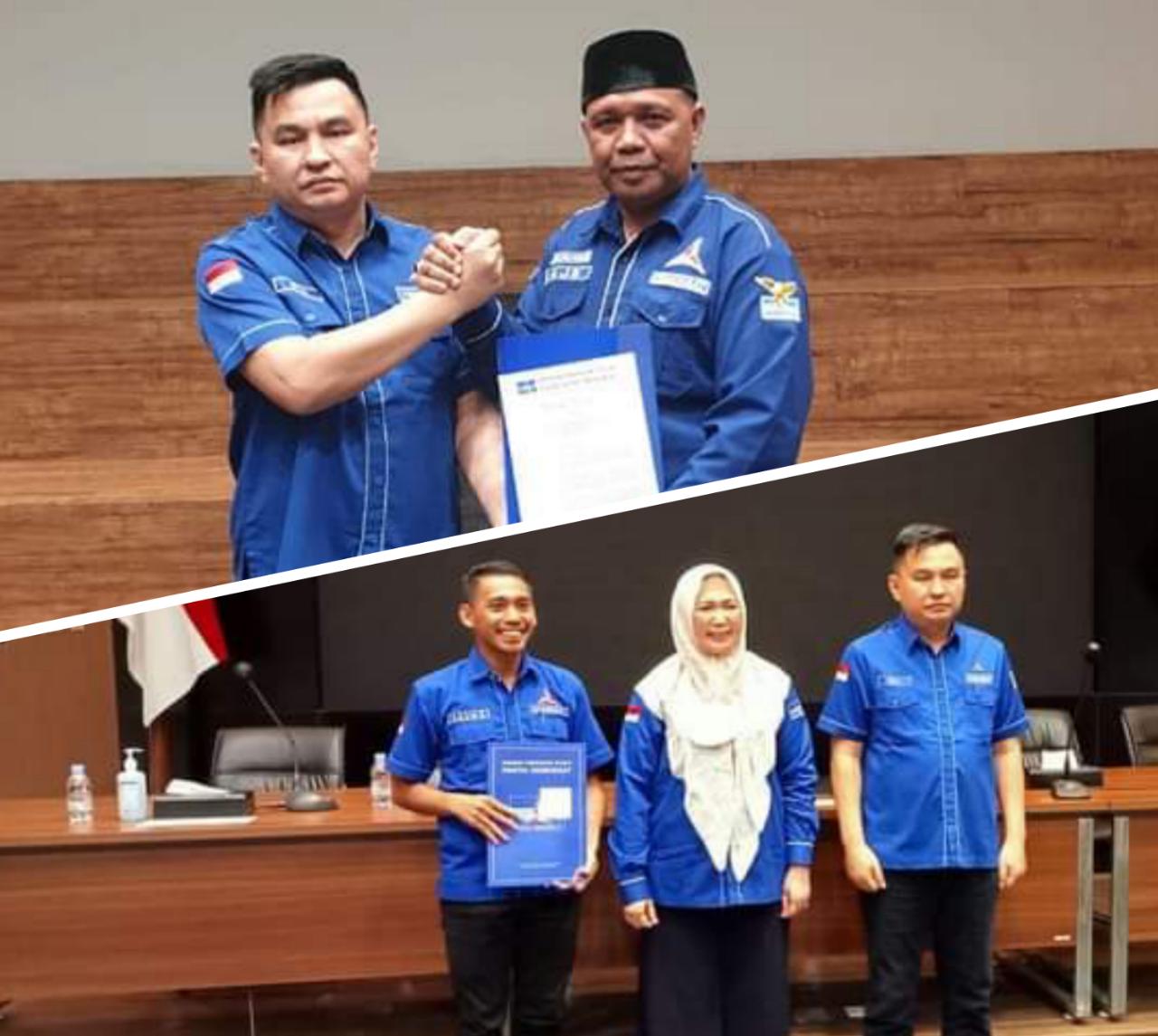 AJB dan Agung Darma menerima SK ketua dari DPP Demokrat yang diserahkan Ketua DPD Demokrat Sultra, Endang. Foto: Ist.