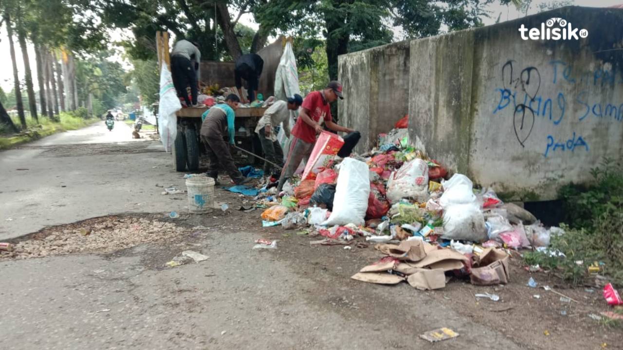 Petugas kebersihan DLH saat mengangkut sampah. Foto: Sunaryo/Telisik
