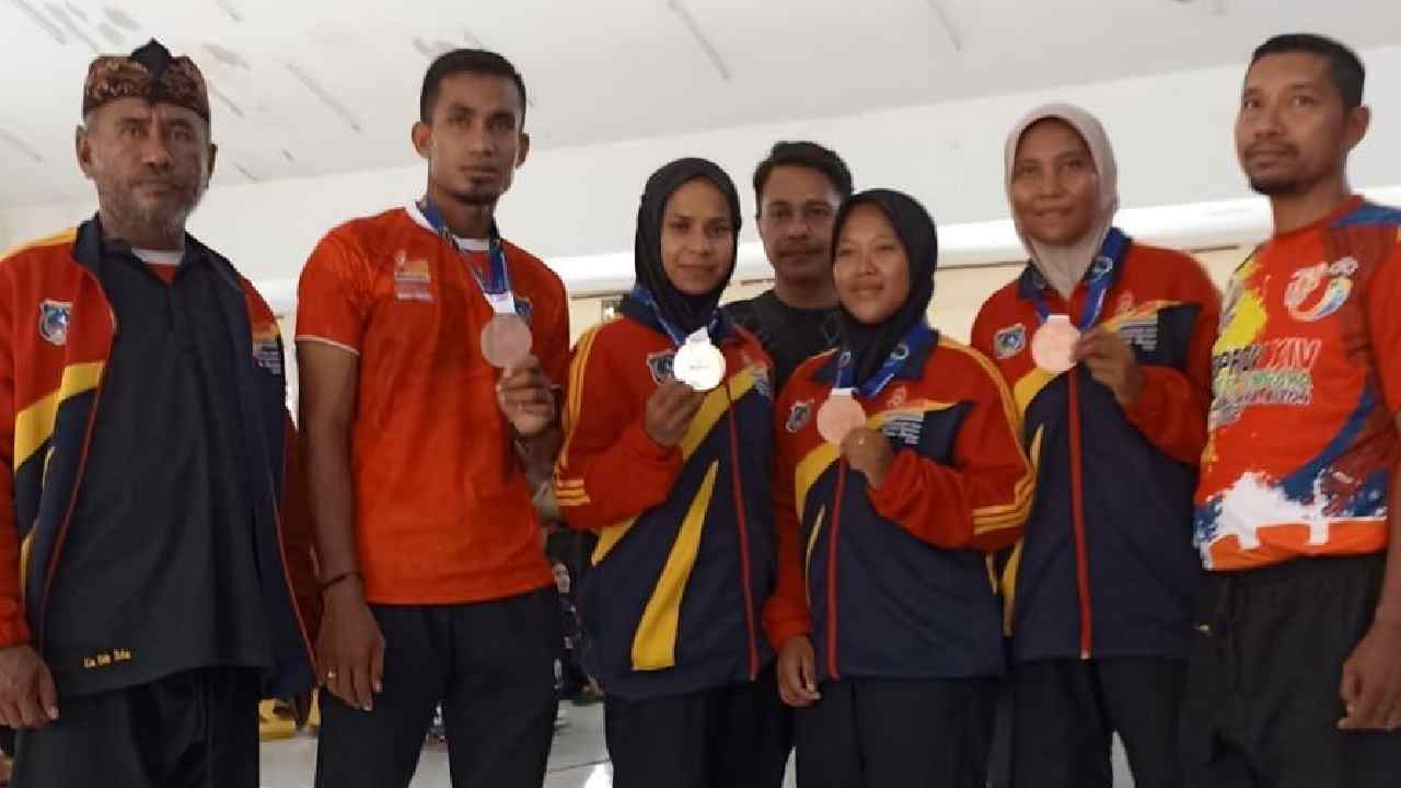 Cabor pencak silat berhasil meraih lima medali pada Porprov XIV Sulawesi Tenggara 2022. Foto: Ist.