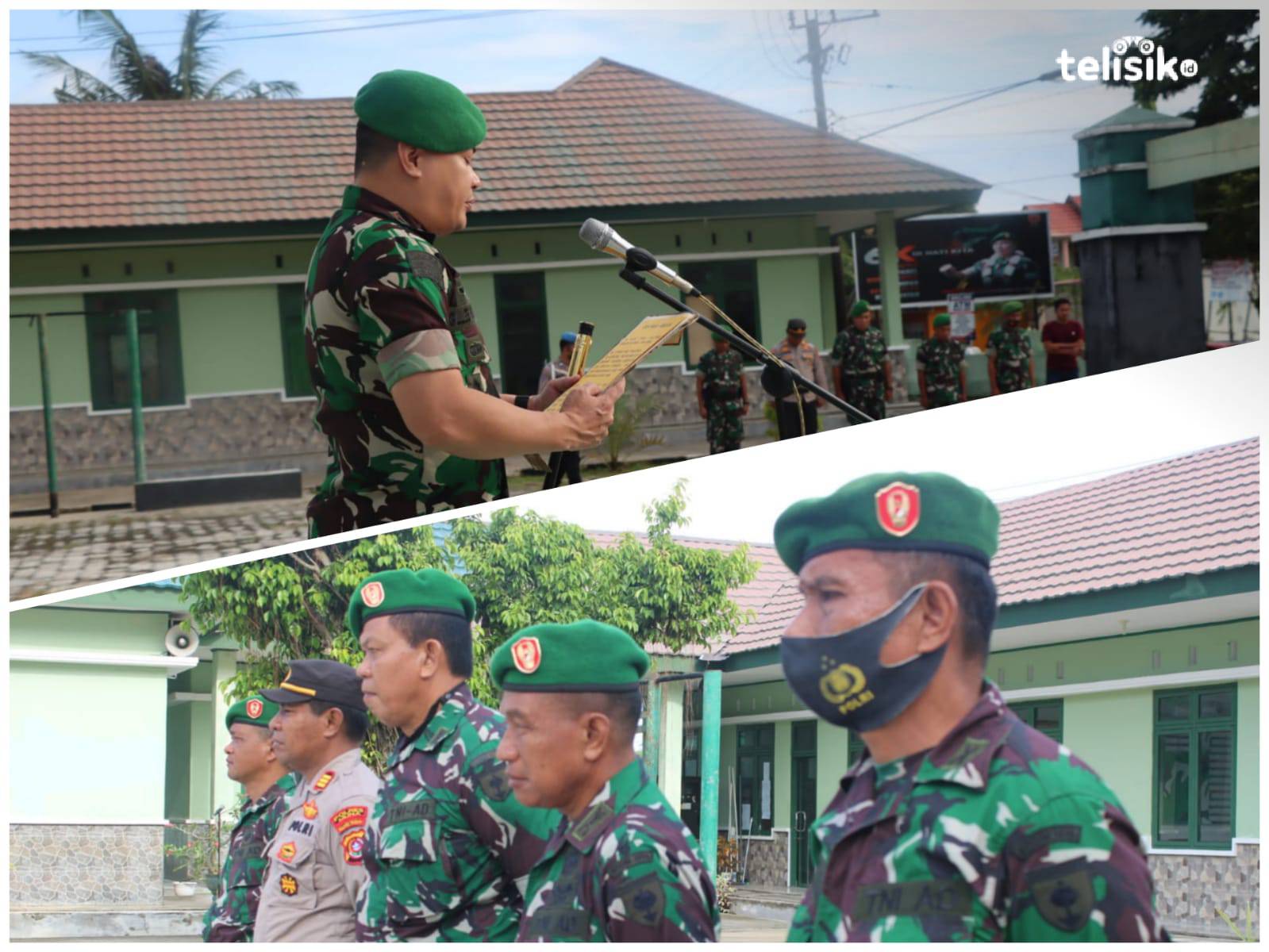 Dandim 1416 Muna, Letkol Inf Gilles R.  B Hogen Dorp memimpin apel gabungan bersama Polres dalam rangka pengamanan pilkades. Foto : Sunaryo/Telisik