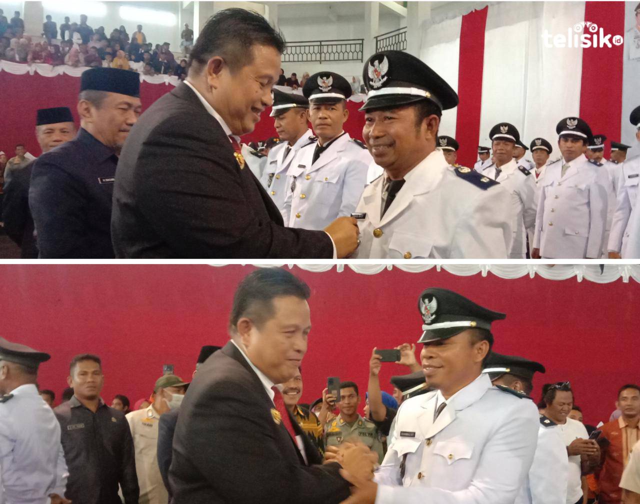 Bupati Muna, LM Rusman Emba melantik 123 kades terpilih hasil pilkades serentak dan PSU. Foto: Sunaryo/Telisik