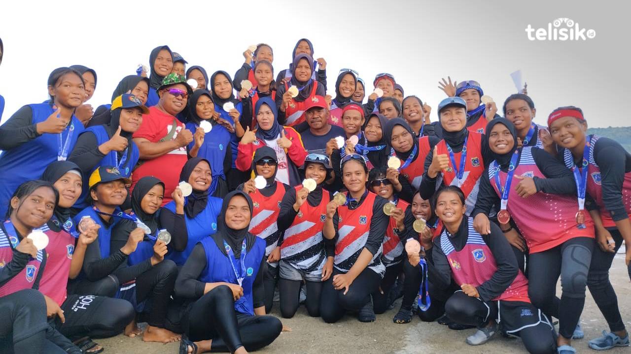 Atlet cabor dayung, penyumbang medali emas terbanyak untuk kontingen Muna Barat. Foto: Putri Wulandari/Telisik